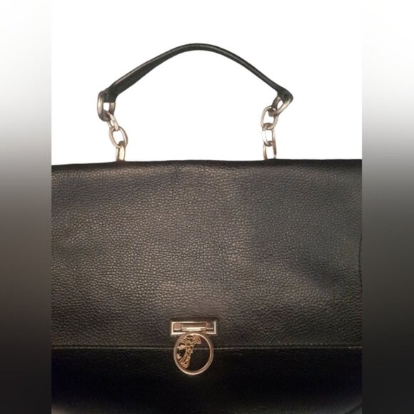 Authentic Versace  Collection Black Pebbled Leather Top Handle Bag - Picture 11 of 14